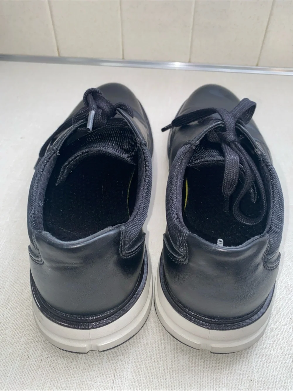 Land's End Sport Oxford Men's 8 Black Faux Leather Comfort Casual Dress Shoes